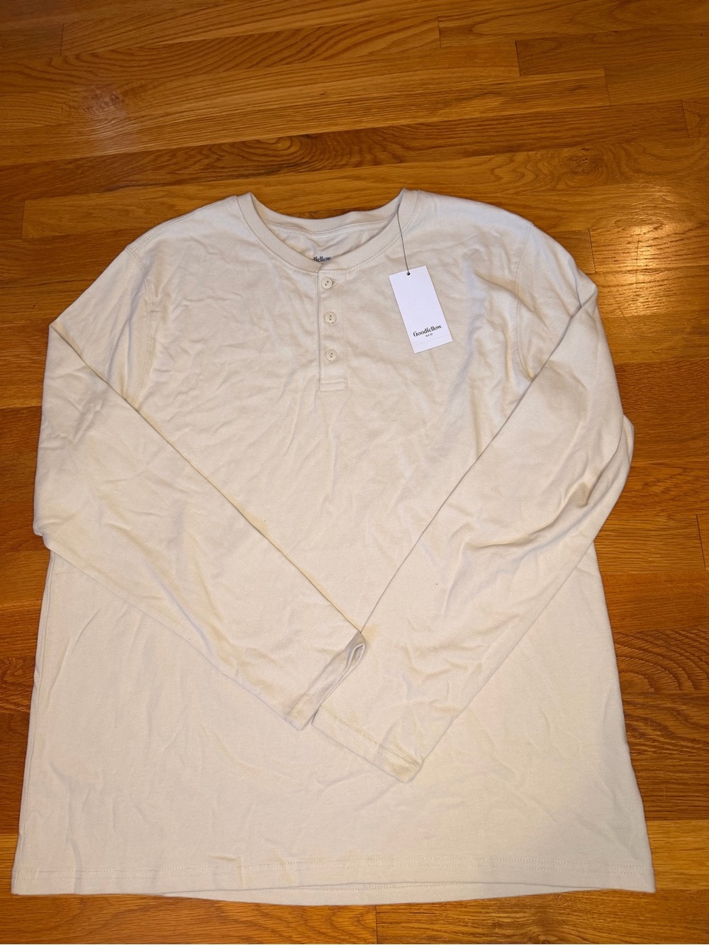 Goodfellow & Co Cream Long-Sleeve Henley Shirt